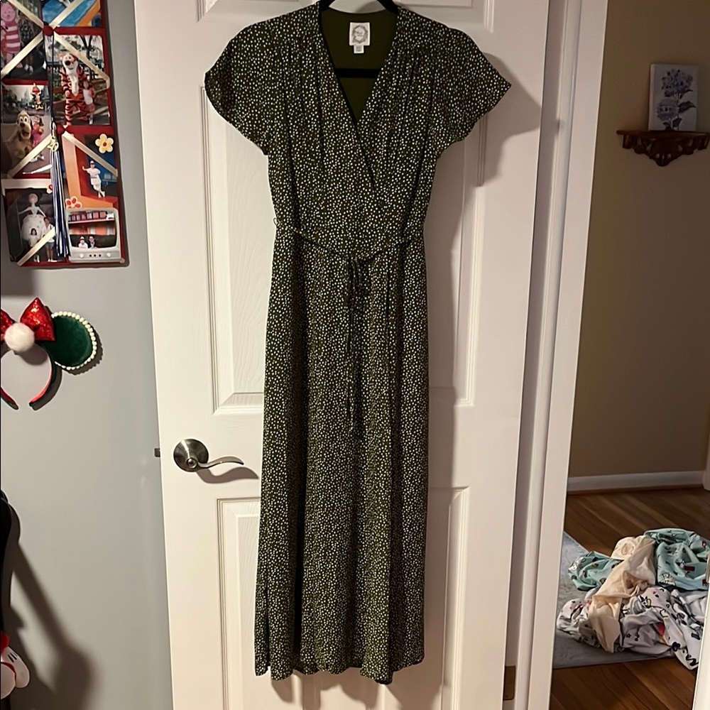 Blue Rain Green Wrap Tie Front Maxi Dress